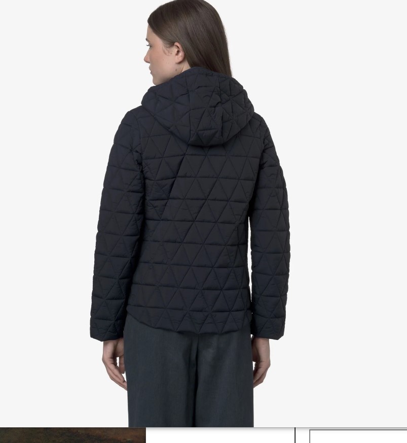 K-WAY Lil Diamond Quilted Hooded Jacket Zwart