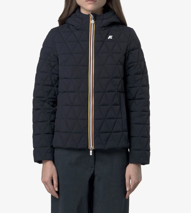 K-WAY Lil Diamond Quilted Hooded Jacket Zwart