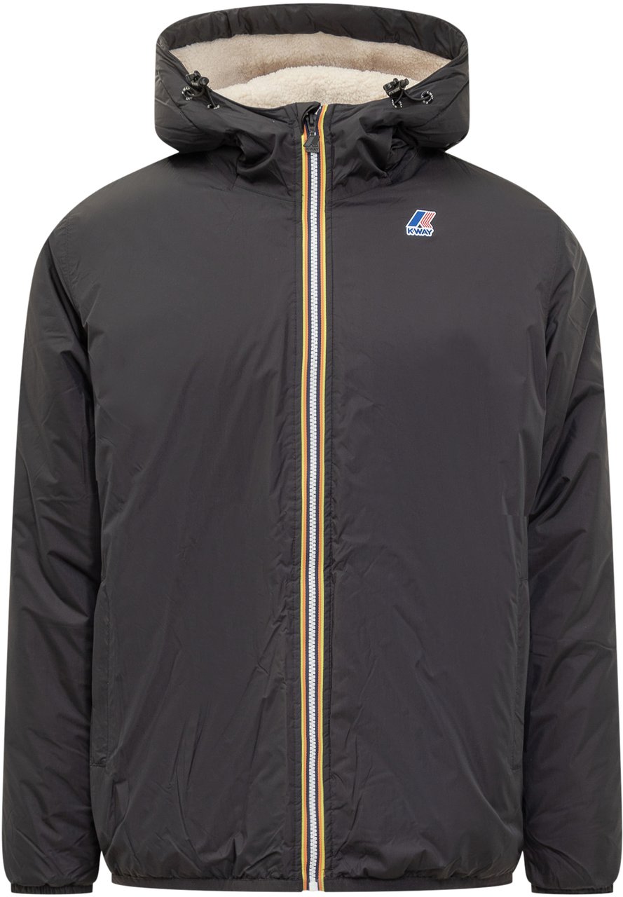 K-WAY K-Way Giacca Nera con Cappuccio e Interno Teddy Zwart