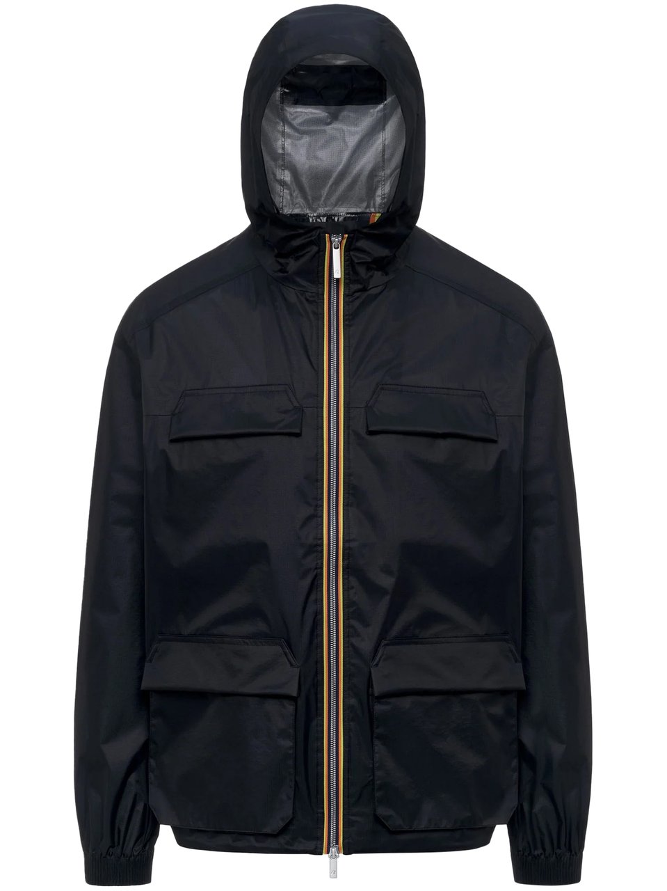 K-WAY Lightweight Multi-Pocket Jacket with Hood and Zipper Closure Zwart