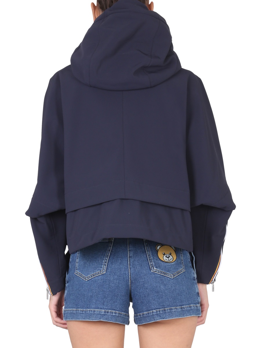 K-WAY Boxy Cropped Windbreaker with Stripe Accents Zwart