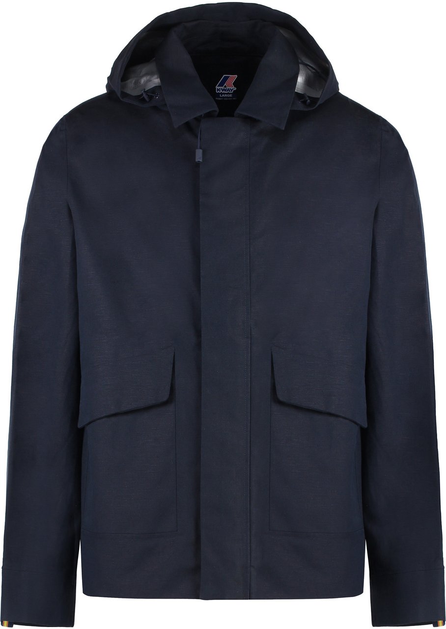 K-WAY Kaya cotton-linen blend jacket Blauw