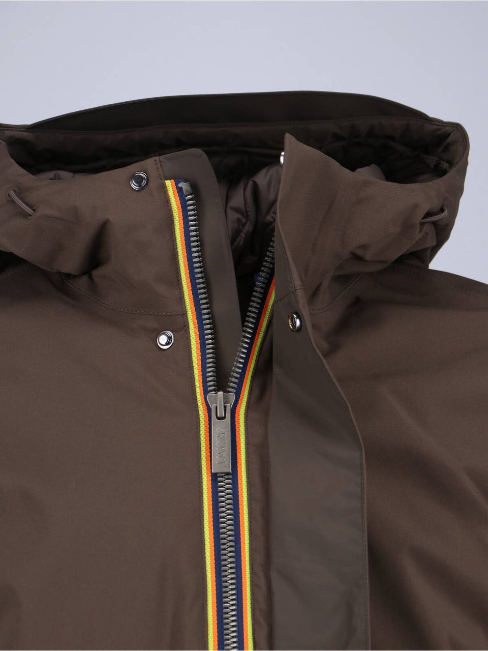 K-WAY Padded Brown Jacket with Drawstring Hood Bruin