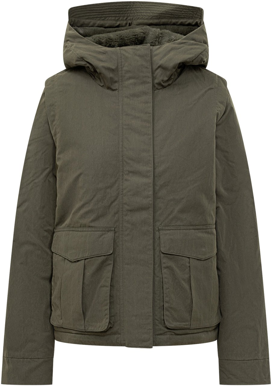 K-WAY Giacca K-Way con Cappuccio e Fodera in Pelliccia Sintetica Groen