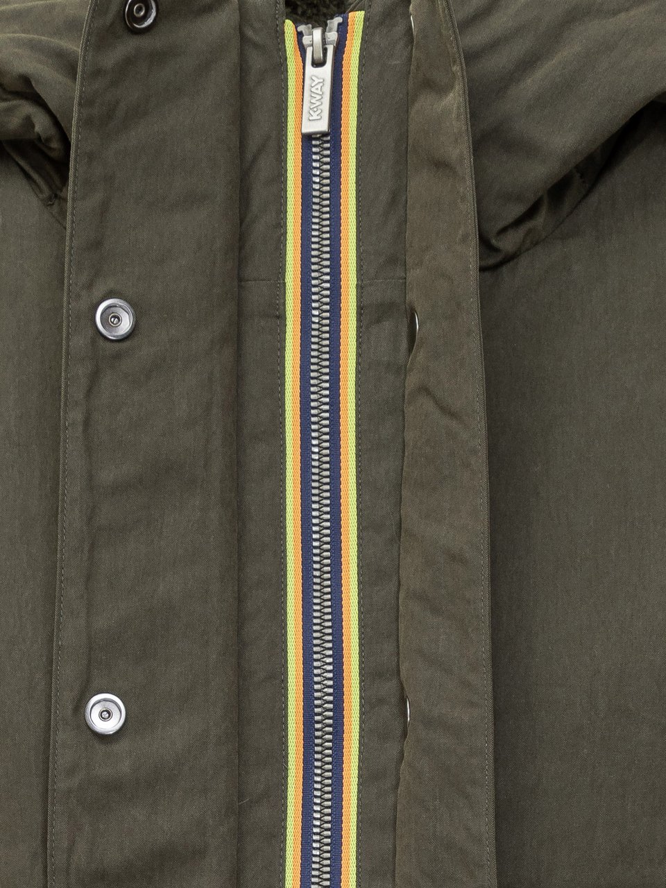 K-WAY Giacca K-Way con Cappuccio e Fodera in Pelliccia Sintetica Groen