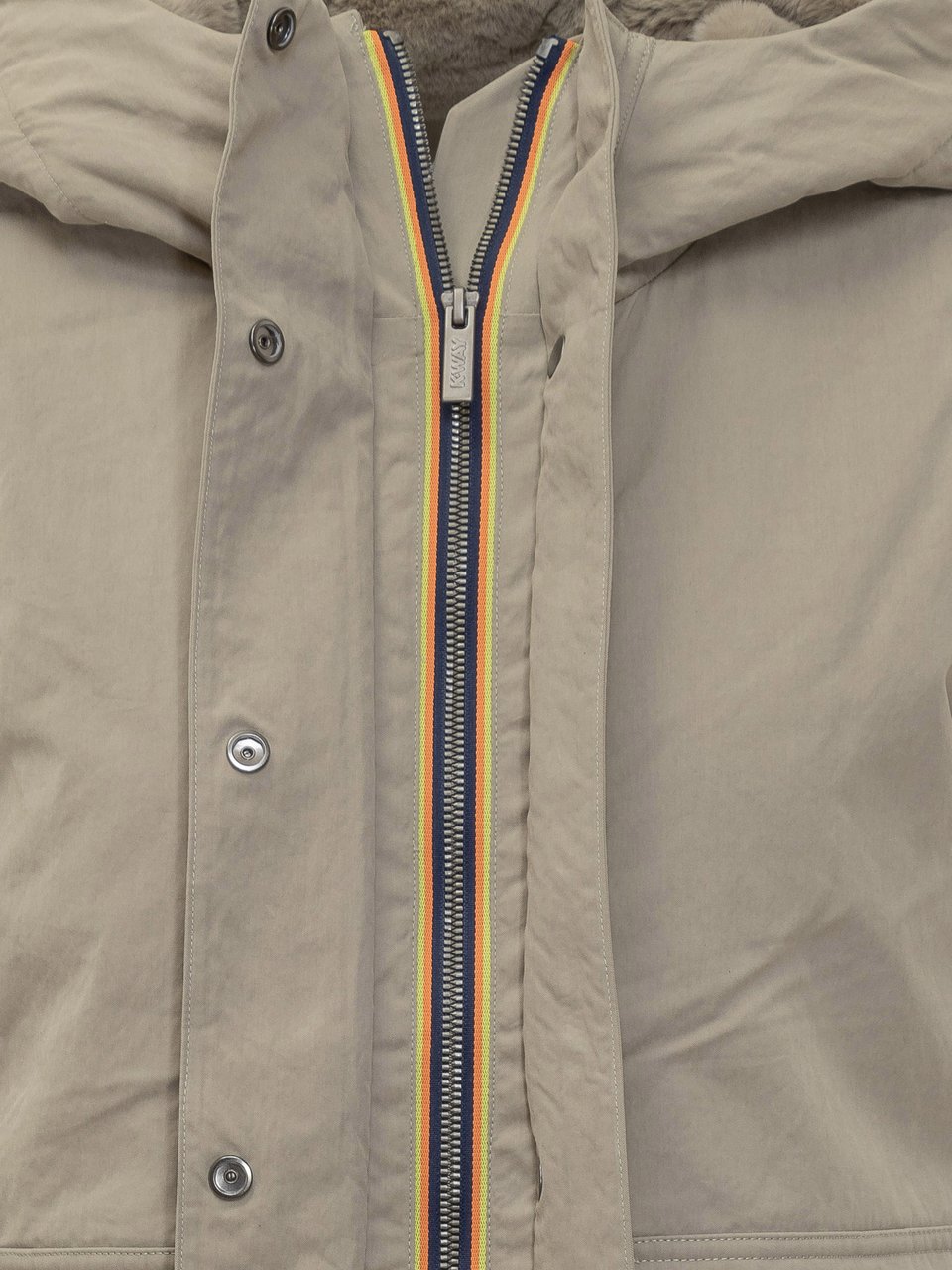 K-WAY Giacca K-Way con Cappuccio e Fodera in Pelliccia Sintetica Groen