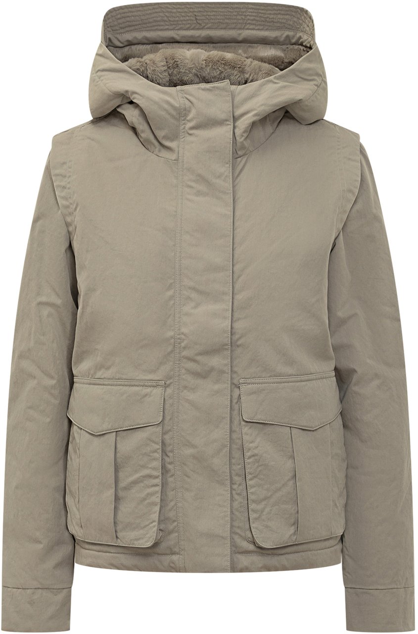 K-WAY Giacca K-Way con Cappuccio e Fodera in Pelliccia Sintetica Groen