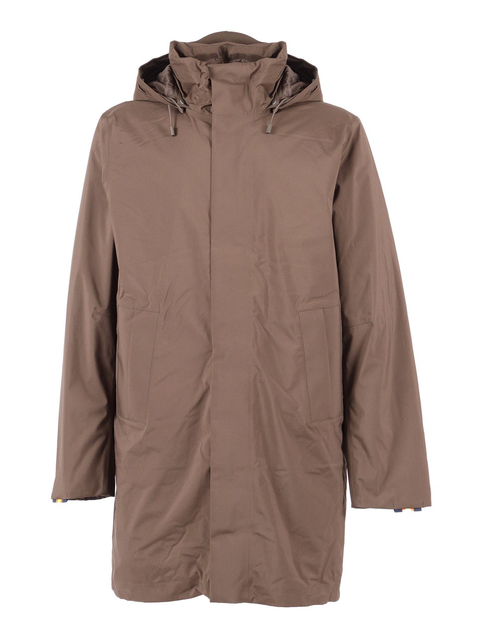 K-WAY Mid-Length Padded Jacket with Adjustable Hood and Concealed Closure Bruin
