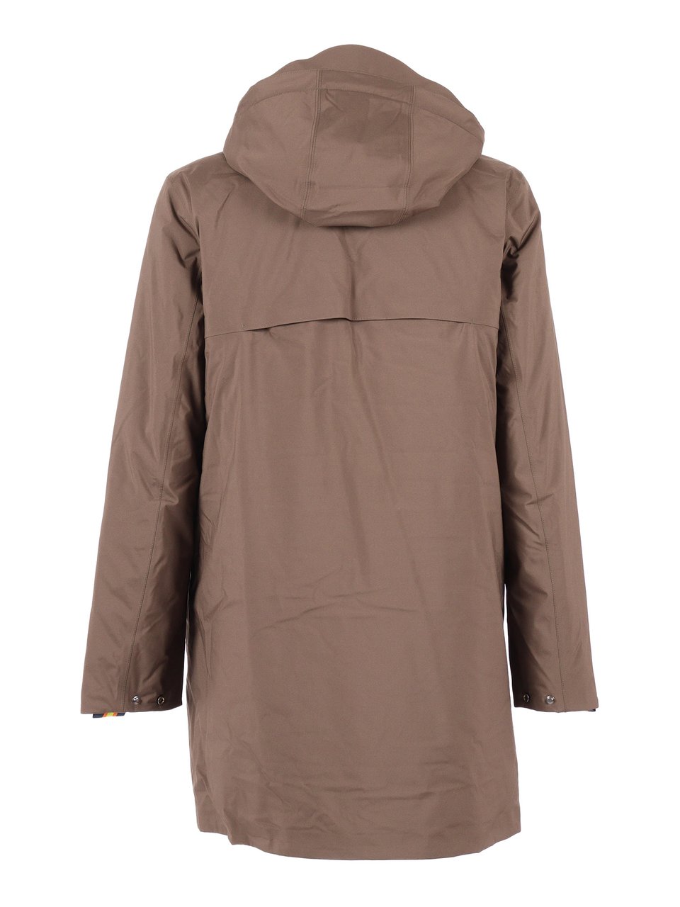 K-WAY Mid-Length Padded Jacket with Adjustable Hood and Concealed Closure Bruin