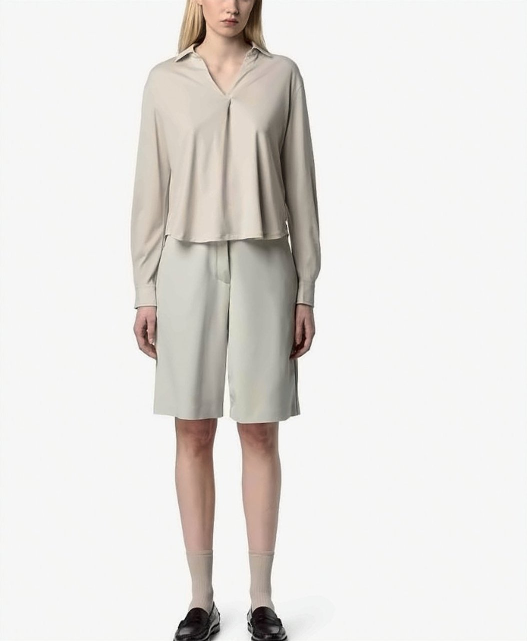 K-WAY Grenerie Cotton Silk Blend Jersey Shirt Grijs
