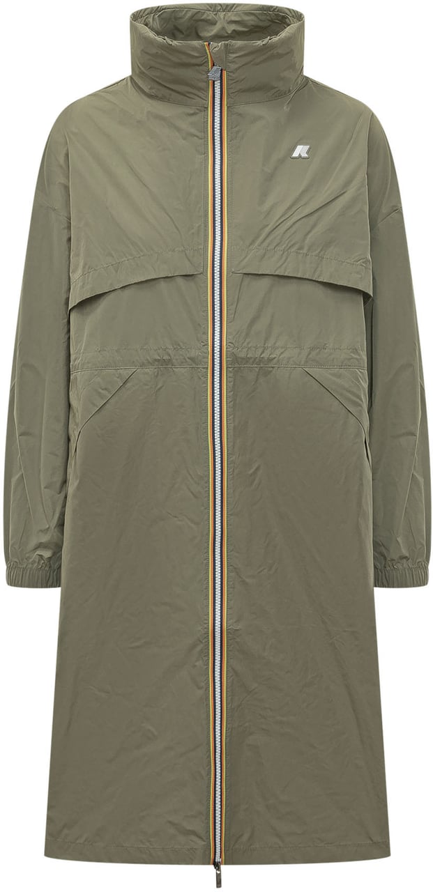 K-WAY Cappotto Aube Memory Touch con Zip Donkergroen