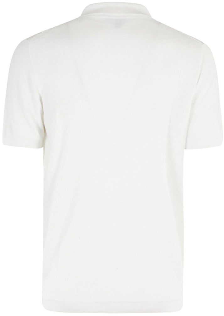 Kangra White Cotton Terry Polo Shirt With Ribbed Trim Wit