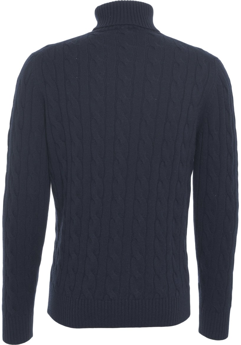 Kangra Turtleneck sweater with cable knit pattern Blauw