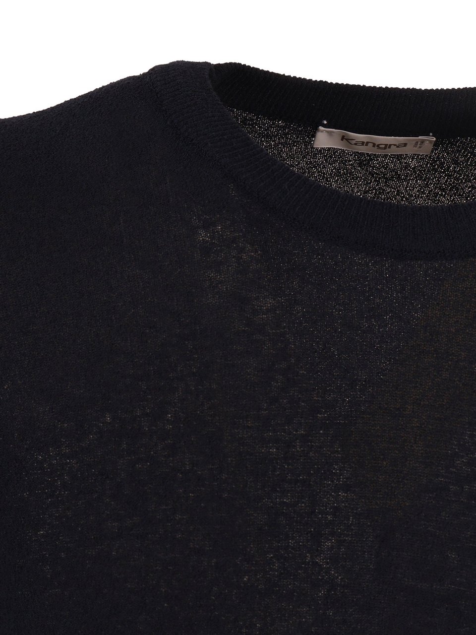 Kangra Short Sleeve Crew Neck Knit Top Zwart