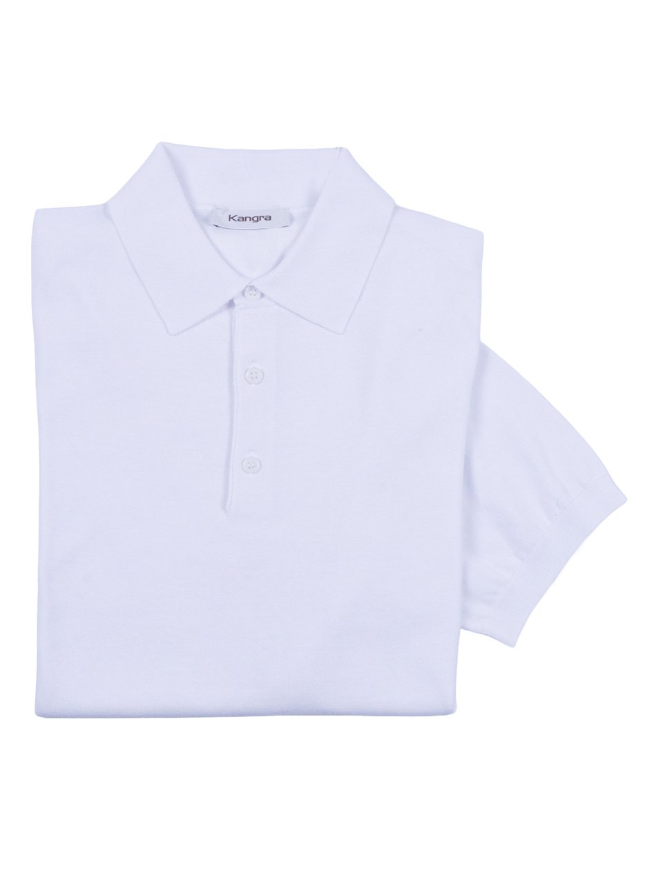 Kangra Three Button Smooth Polo Shirt Wit