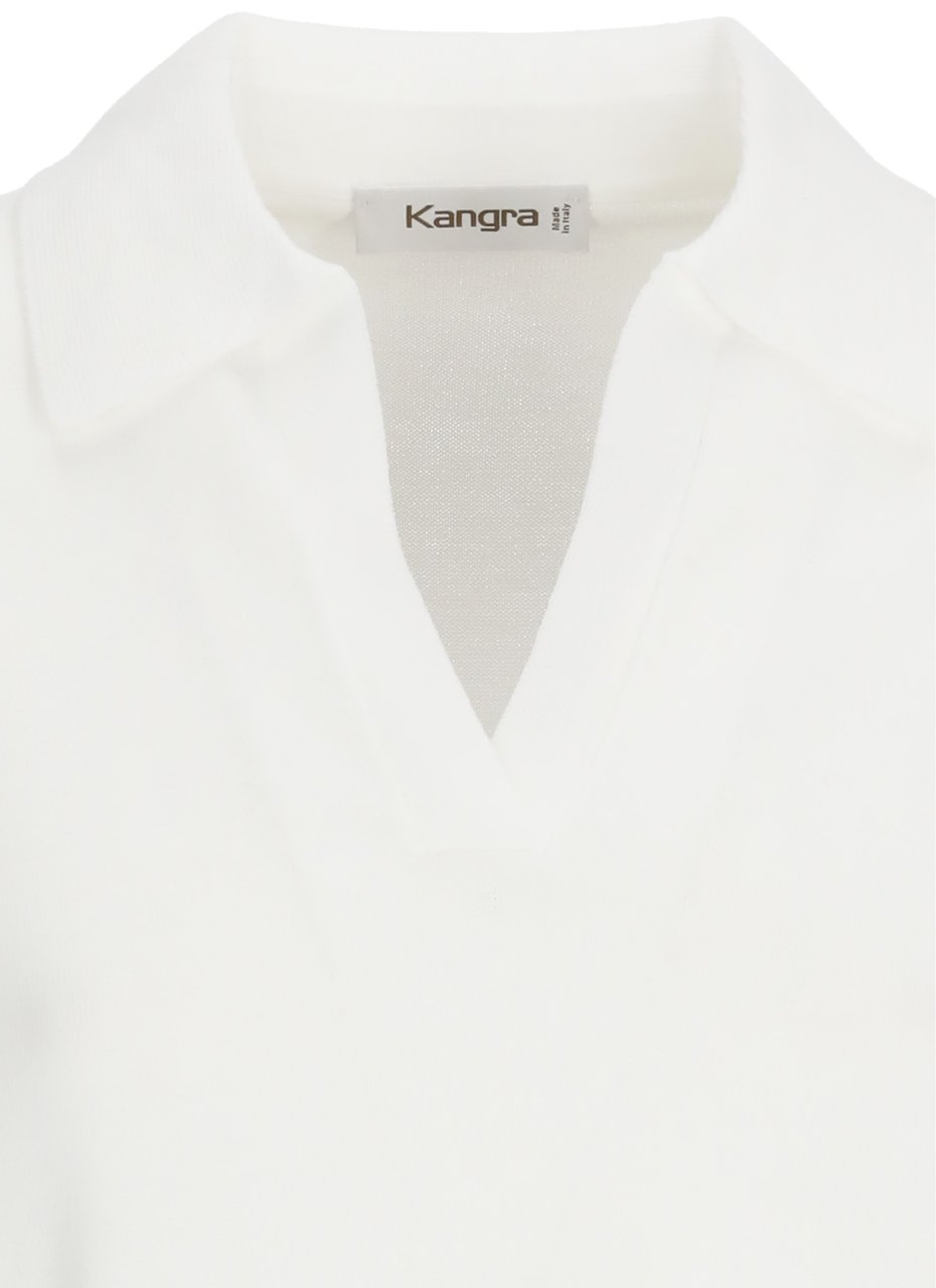 Kangra White Cotton 3/4 Sleeve Polo Shirt Wit