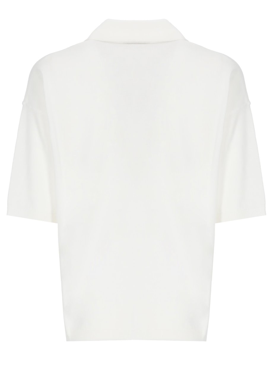 Kangra White Cotton 3/4 Sleeve Polo Shirt Wit