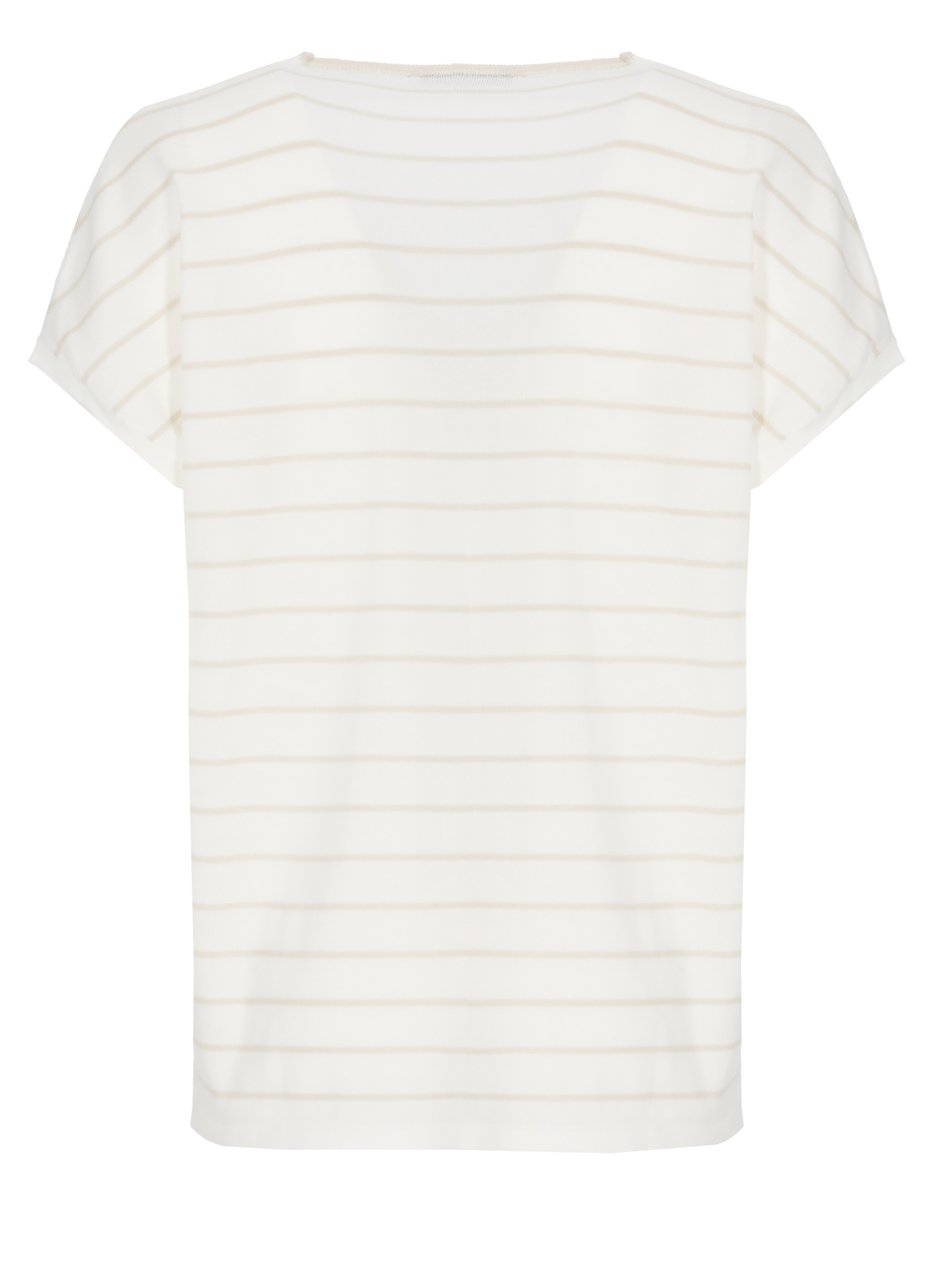 Kangra White Striped Cotton Short-Sleeved Top Wit