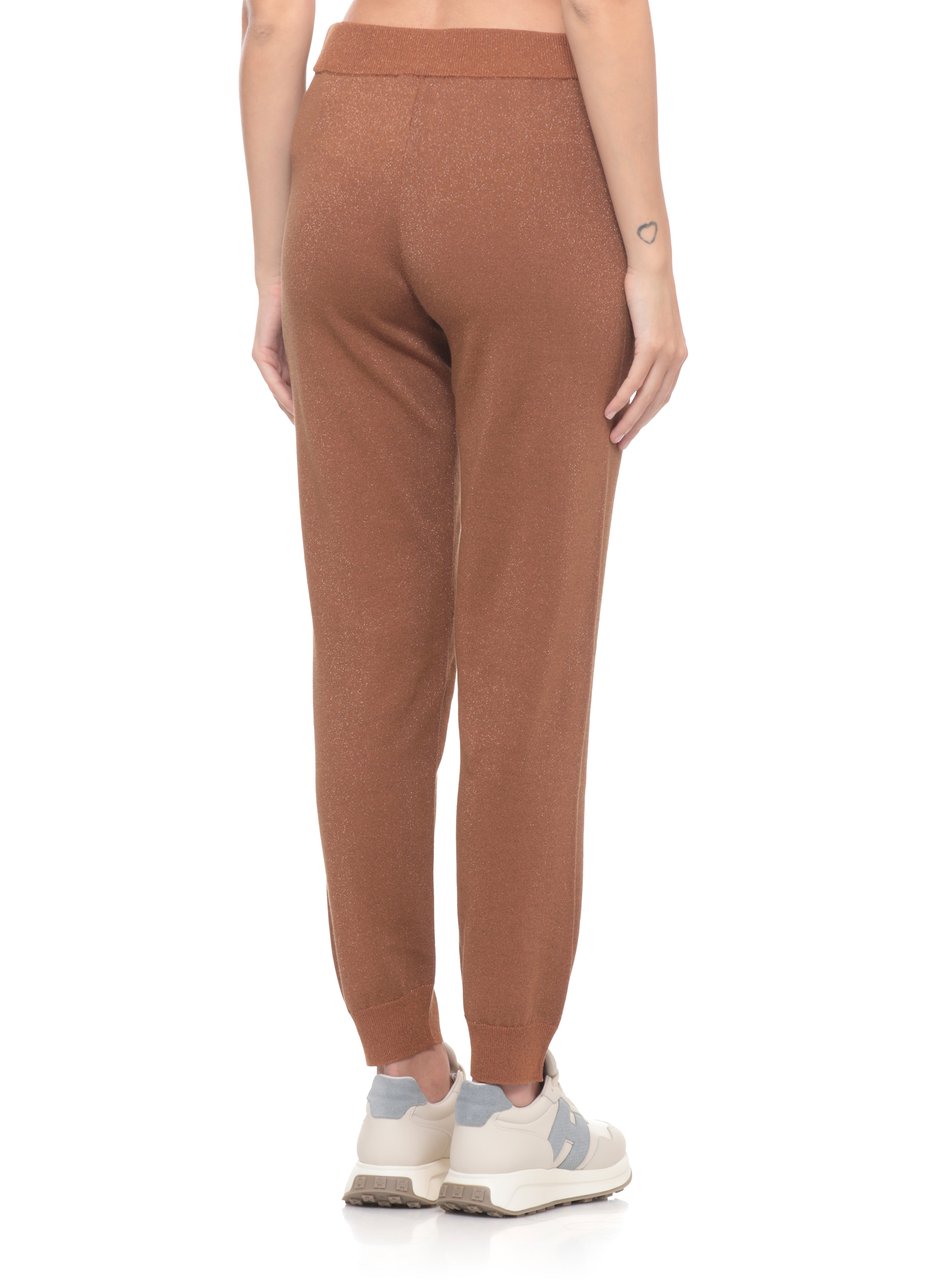 Kangra Brown Cotton Lurex Straight-Leg Pants Bruin