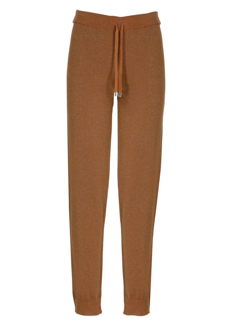 Kangra Brown Cotton Lurex Straight-Leg Pants Bruin