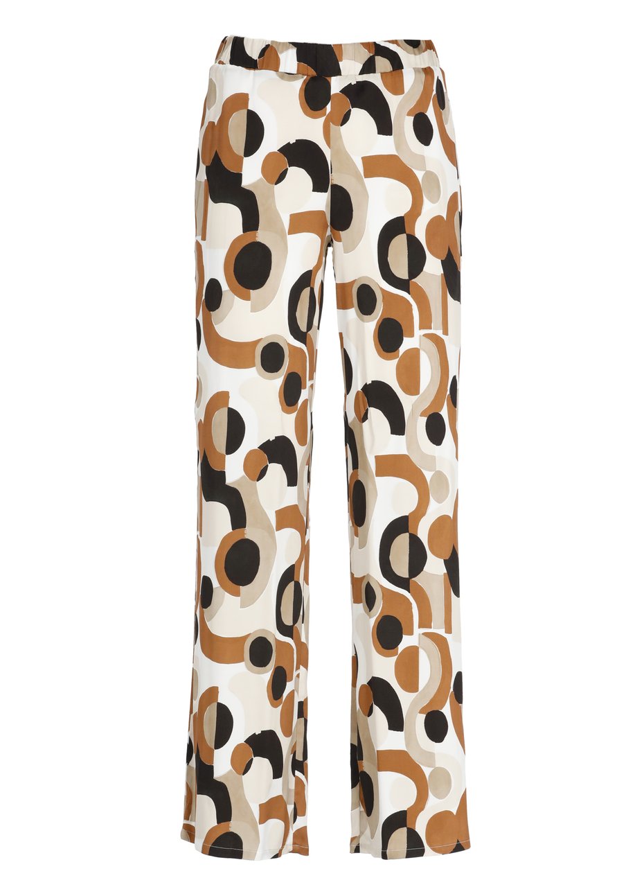 Kangra Ivory Viscose Palazzo Wide-Leg Pants Neutraal
