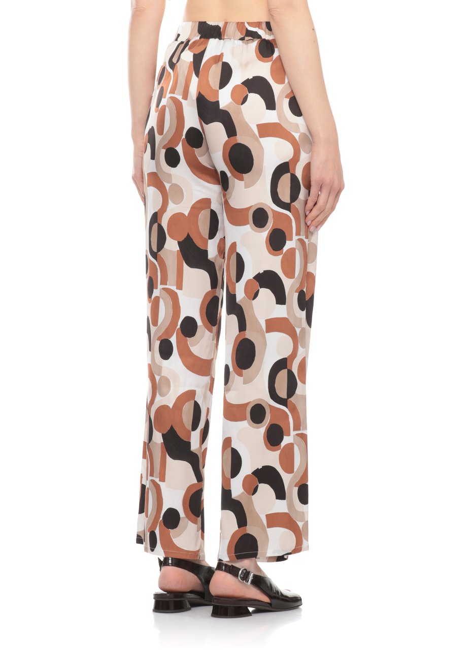 Kangra Ivory Viscose Palazzo Wide-Leg Pants Neutraal