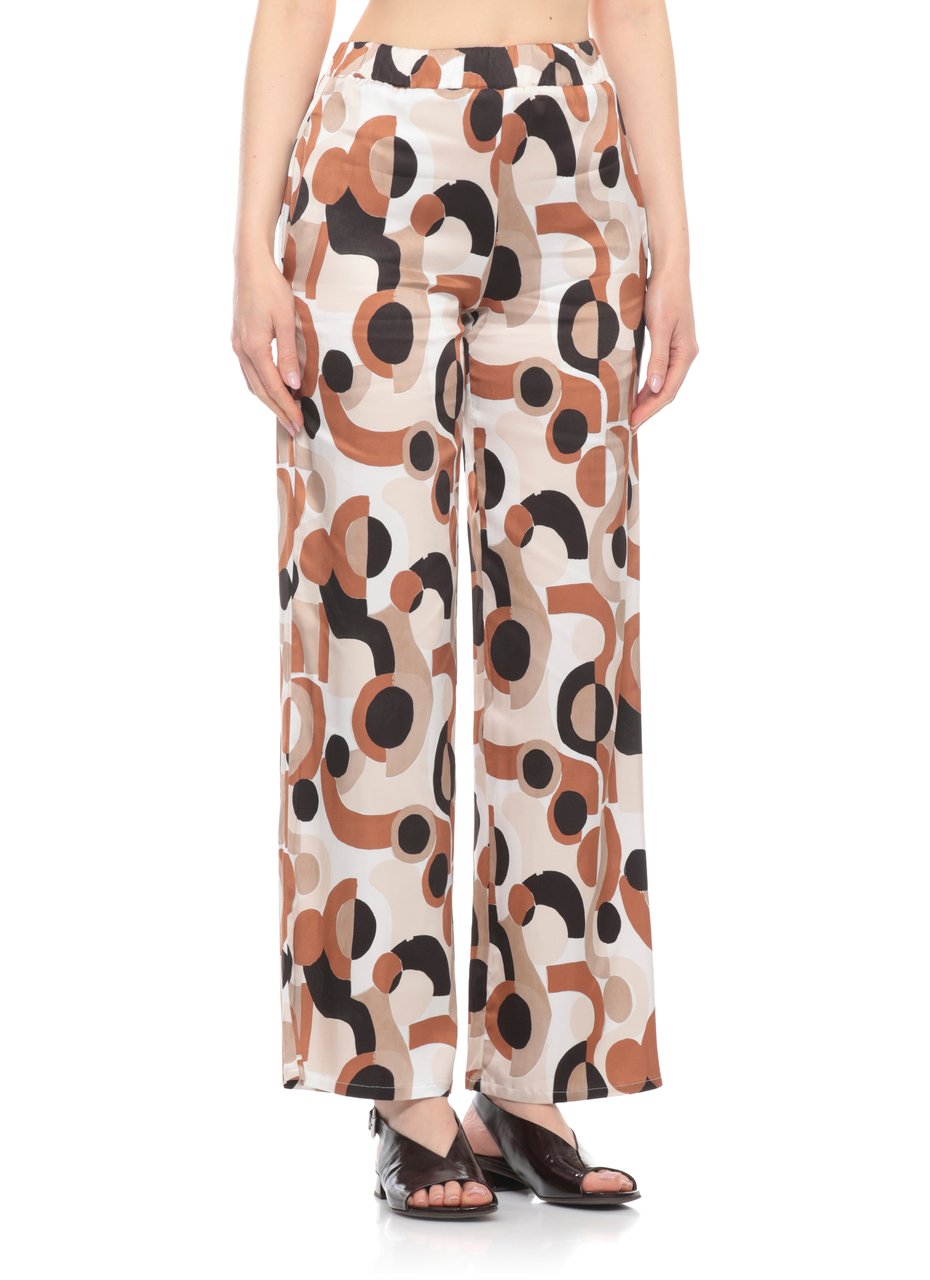 Kangra Ivory Viscose Palazzo Wide-Leg Pants Neutraal