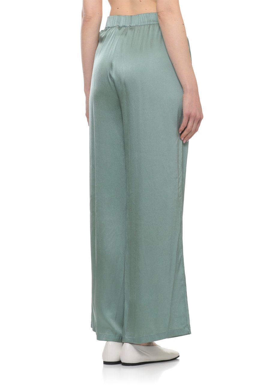 Kangra Green Silk Palazzo Wide-Leg Pants Grijs