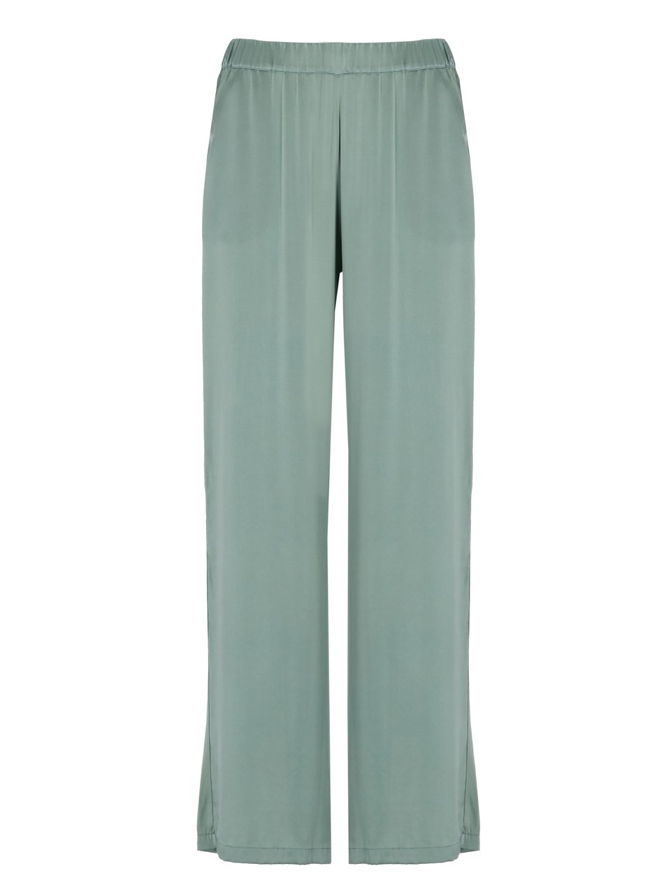 Kangra Green Silk Palazzo Wide-Leg Pants Grijs