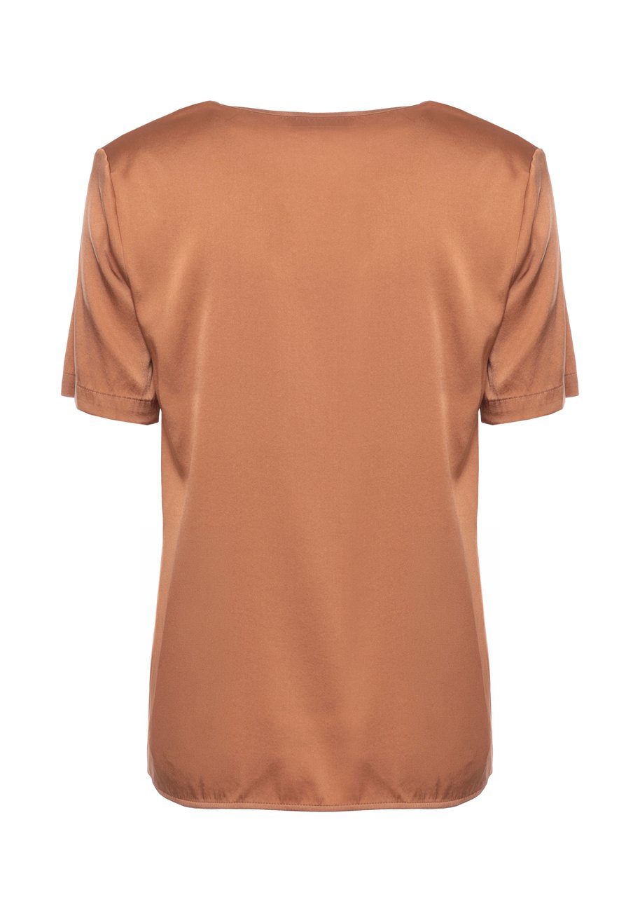 Kangra Bronze Silk Round Neck Top Neutraal
