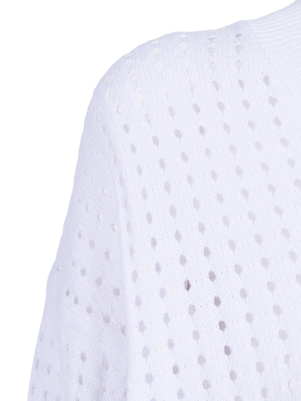 Kangra Long Sleeve Open Knit Pulleneck Sweater Wit