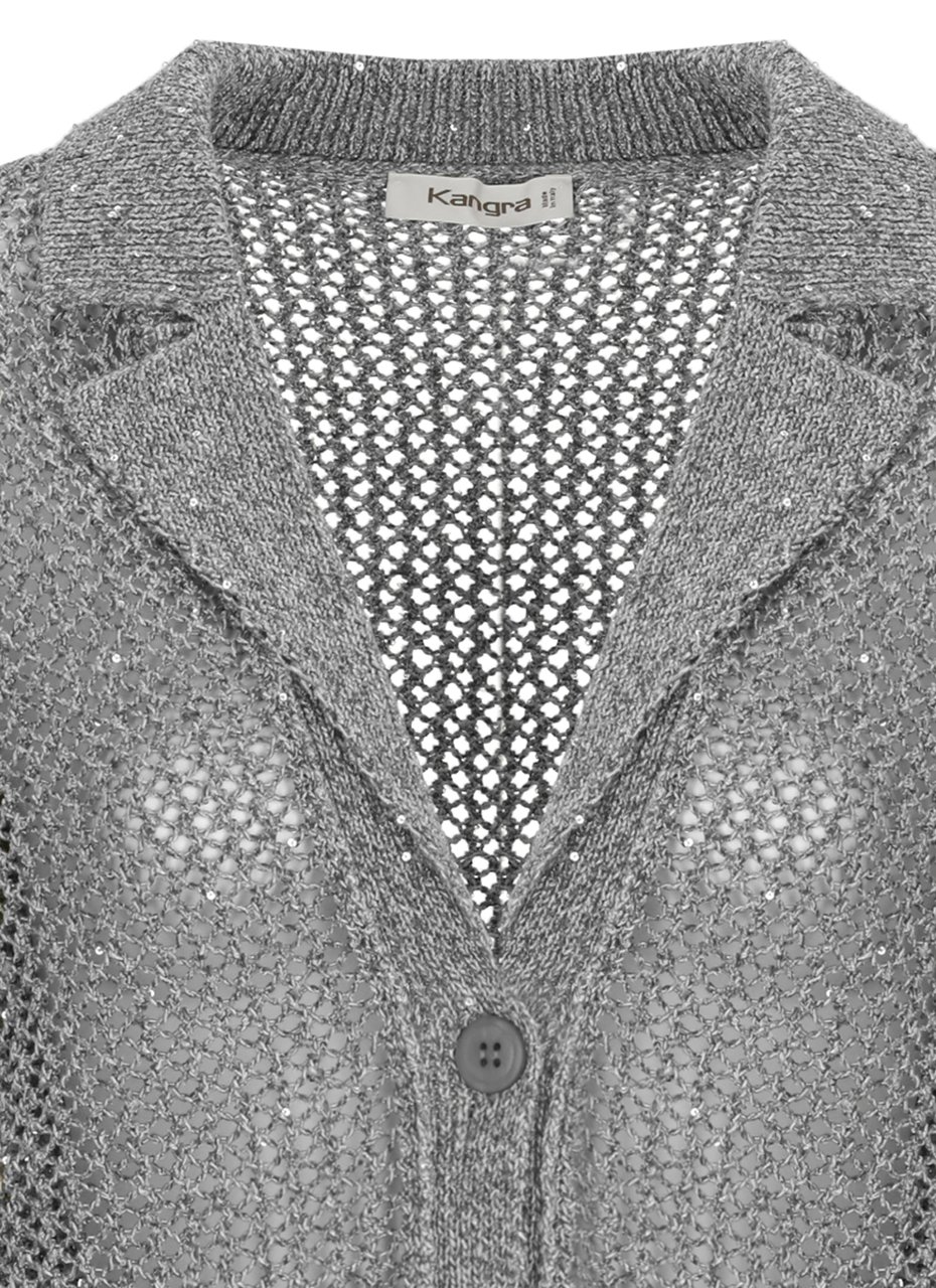 Kangra Grey Sequined Cotton-Blend Blazer Grijs