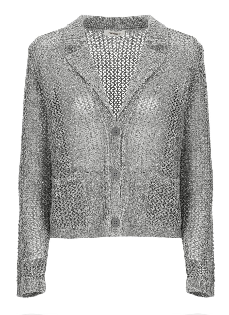 Kangra Grey Sequined Cotton-Blend Blazer Grijs