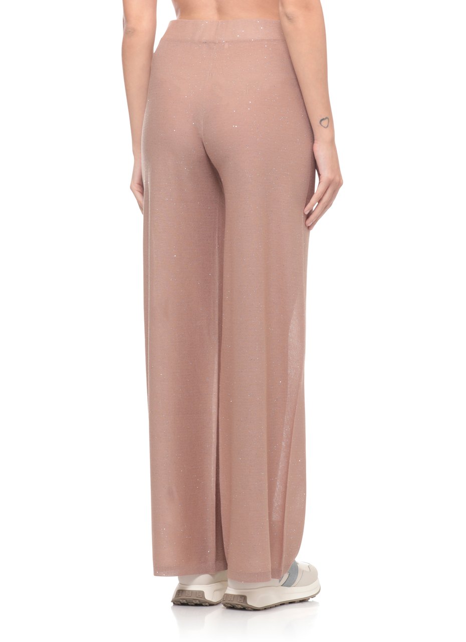 Kangra Beige Viscose Sequined Straight-Leg Pants Roze