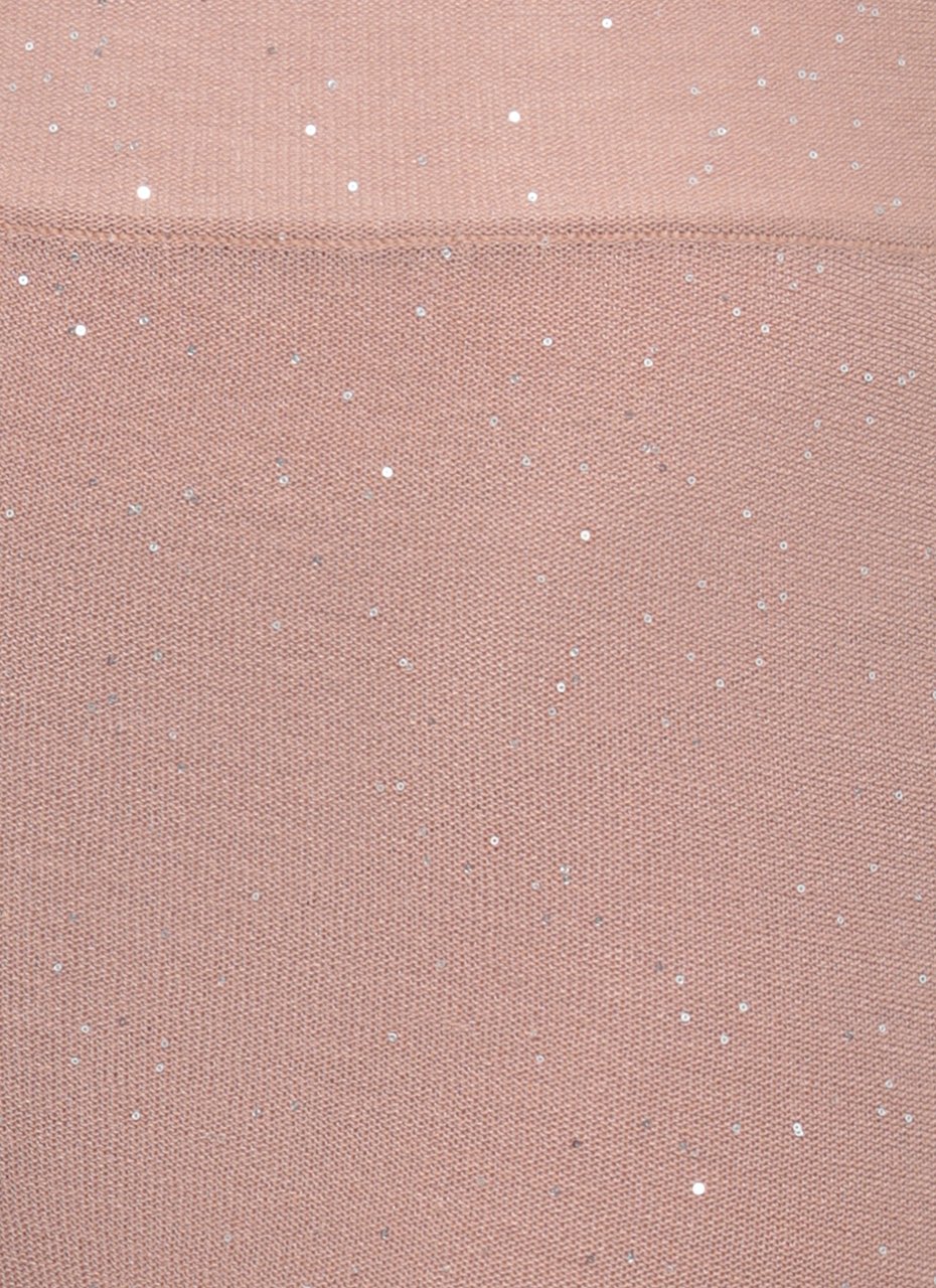 Kangra Beige Viscose Sequined Straight-Leg Pants Roze