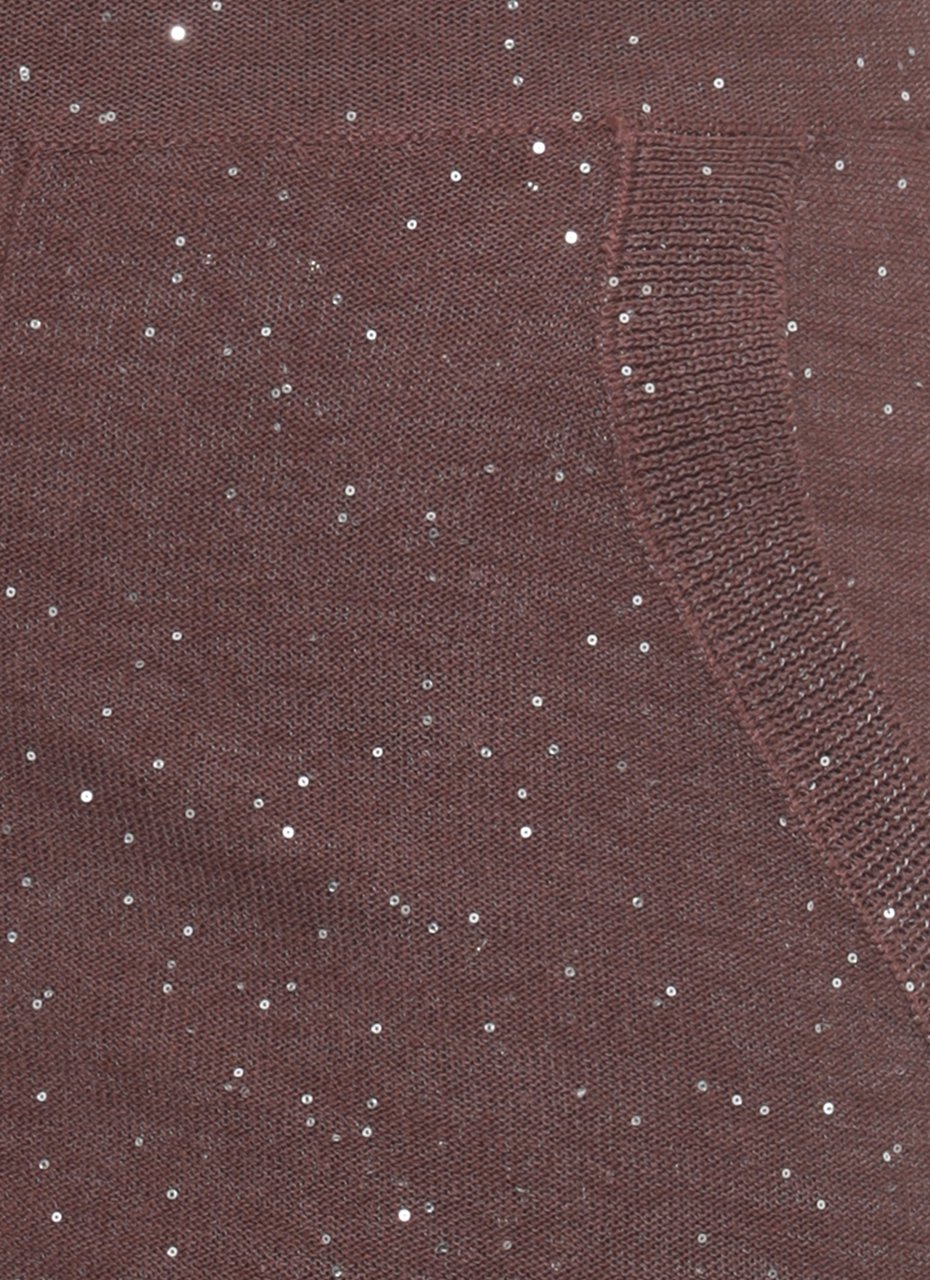 Kangra Brown Viscose Sequined Drawstring Straight-Leg Pants Grijs
