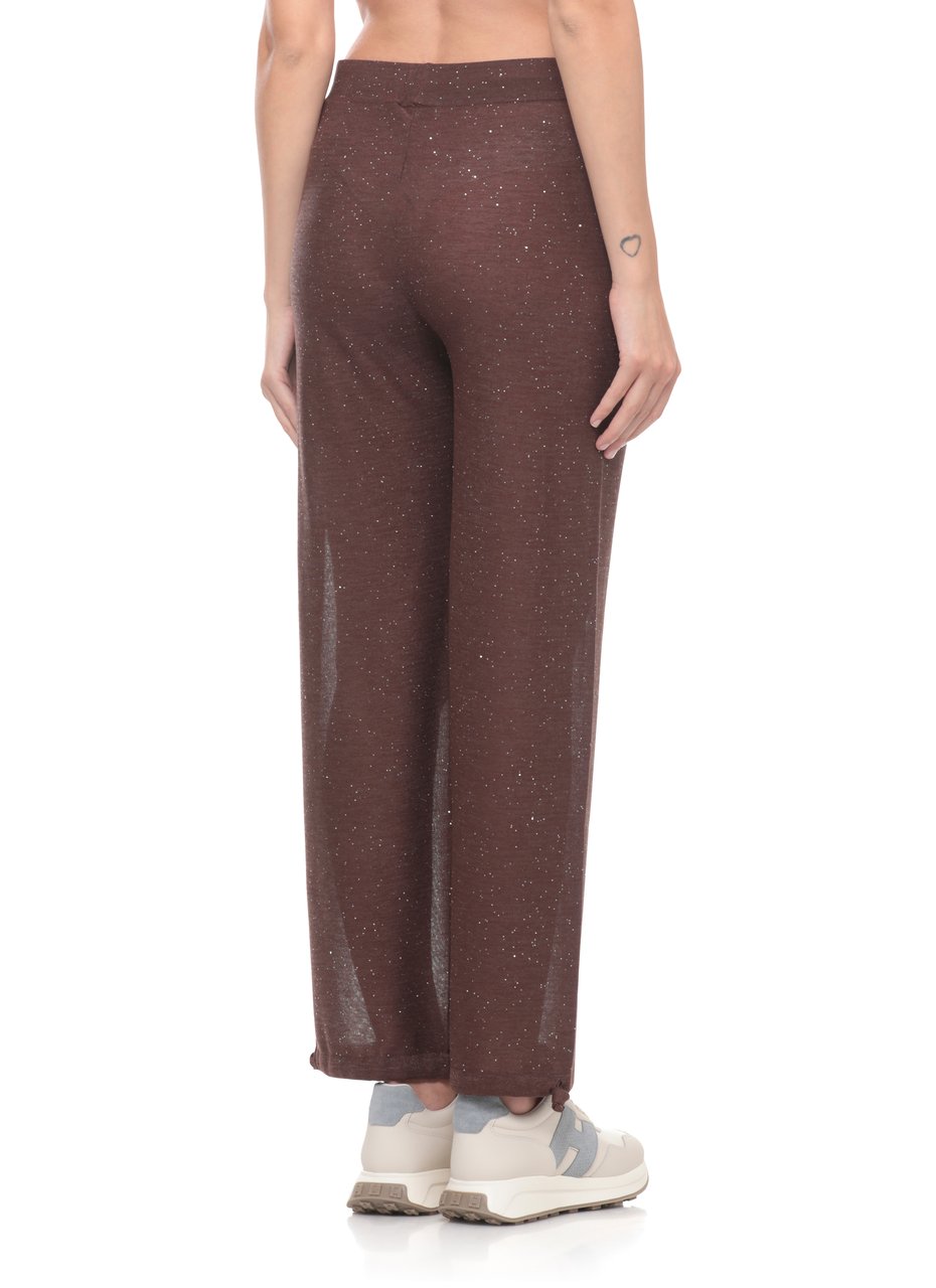 Kangra Brown Viscose Sequined Drawstring Straight-Leg Pants Grijs