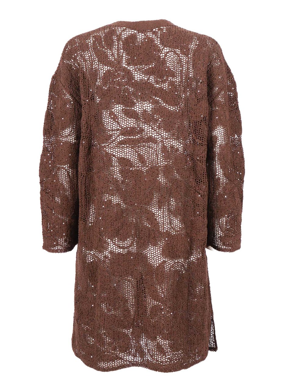 Kangra Brown Open Knit Sequined Jacket Bruin