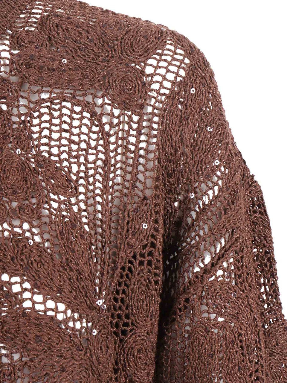 Kangra Brown Open Knit Sequined Jacket Bruin