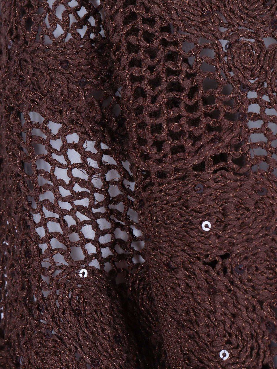 Kangra Cropped Open Knit Sequined Top Zwart