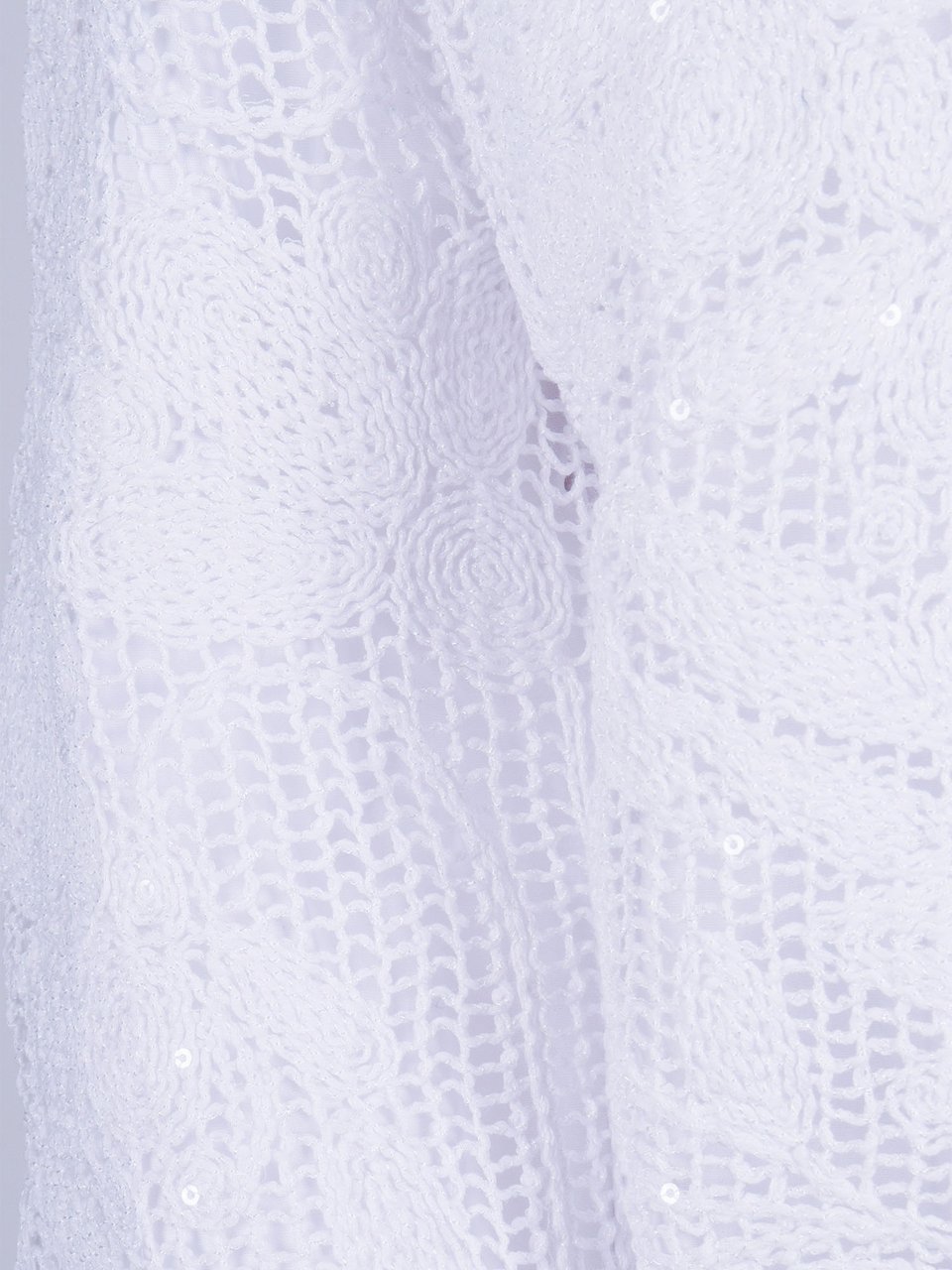 Kangra Lace Knit Sequined Bomber Jacket Wit