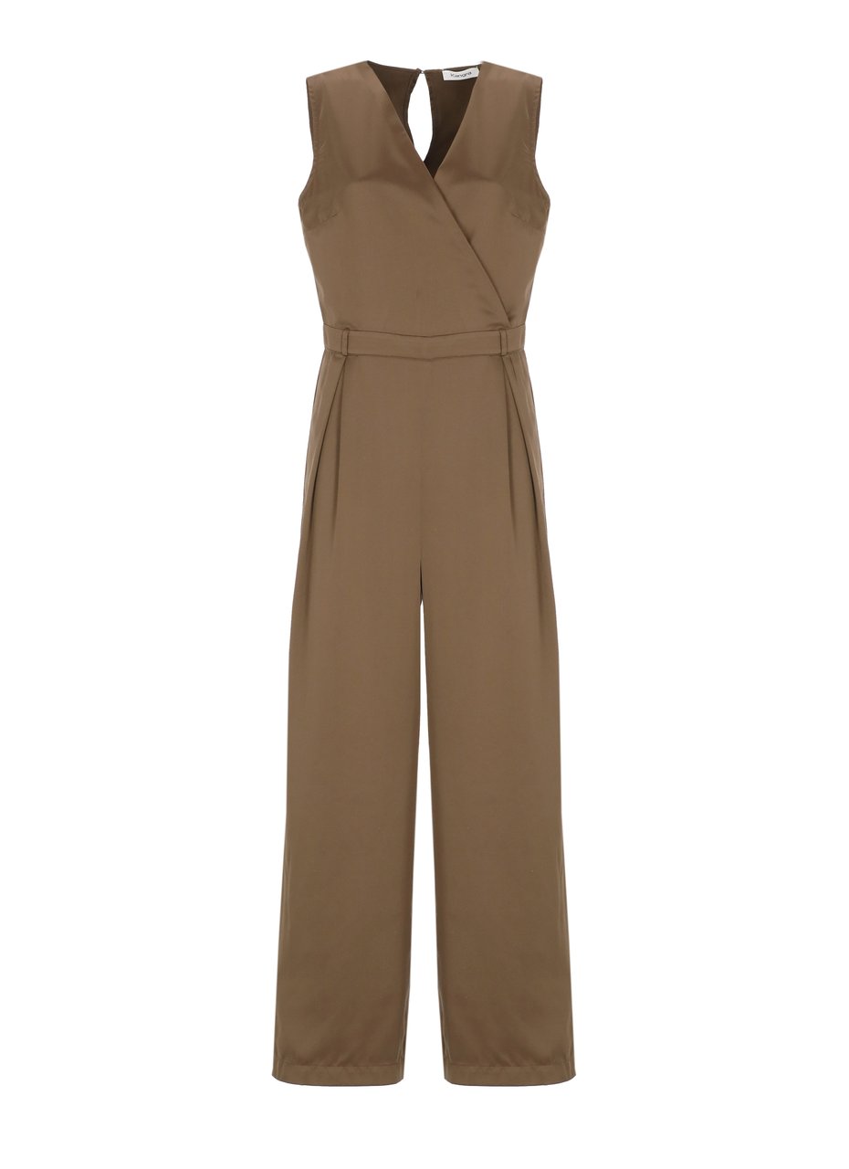 Kangra Brown Cashmere Jumpsuit With Tailored Fit And V-Neckline Bruin