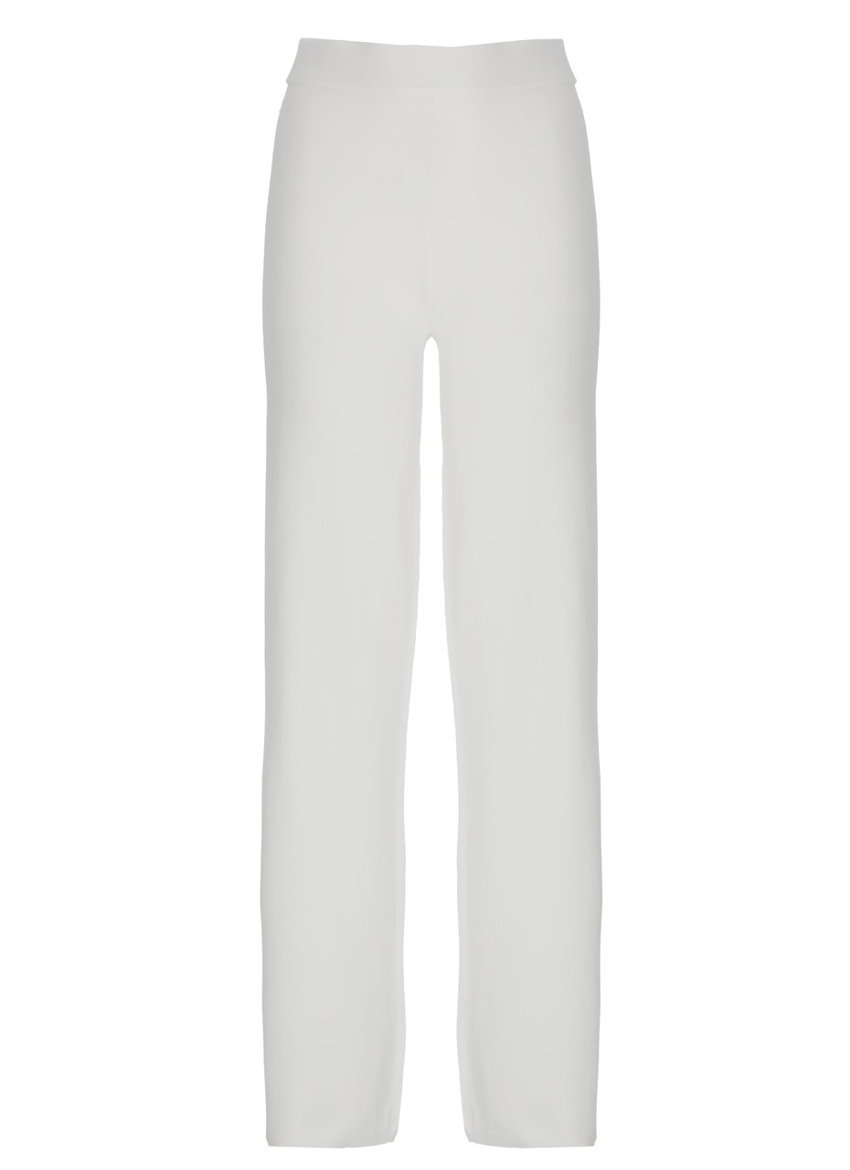 Kangra White Viscose Straight-Leg Pants Wit