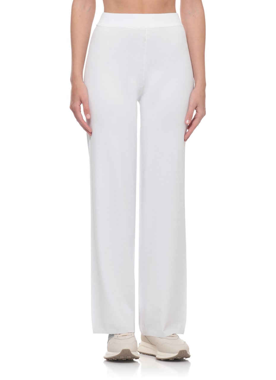 Kangra White Viscose Straight-Leg Pants Wit