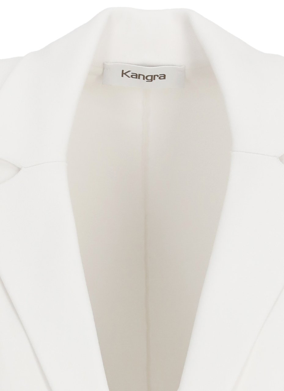 Kangra White Viscose Single Breasted Blazer Wit