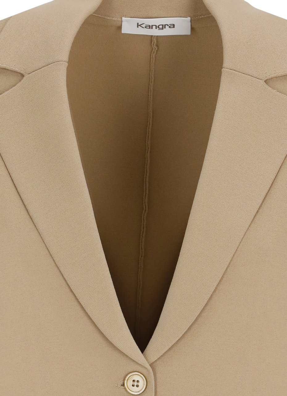 Kangra Beige Viscose Single Breasted Blazer Bruin