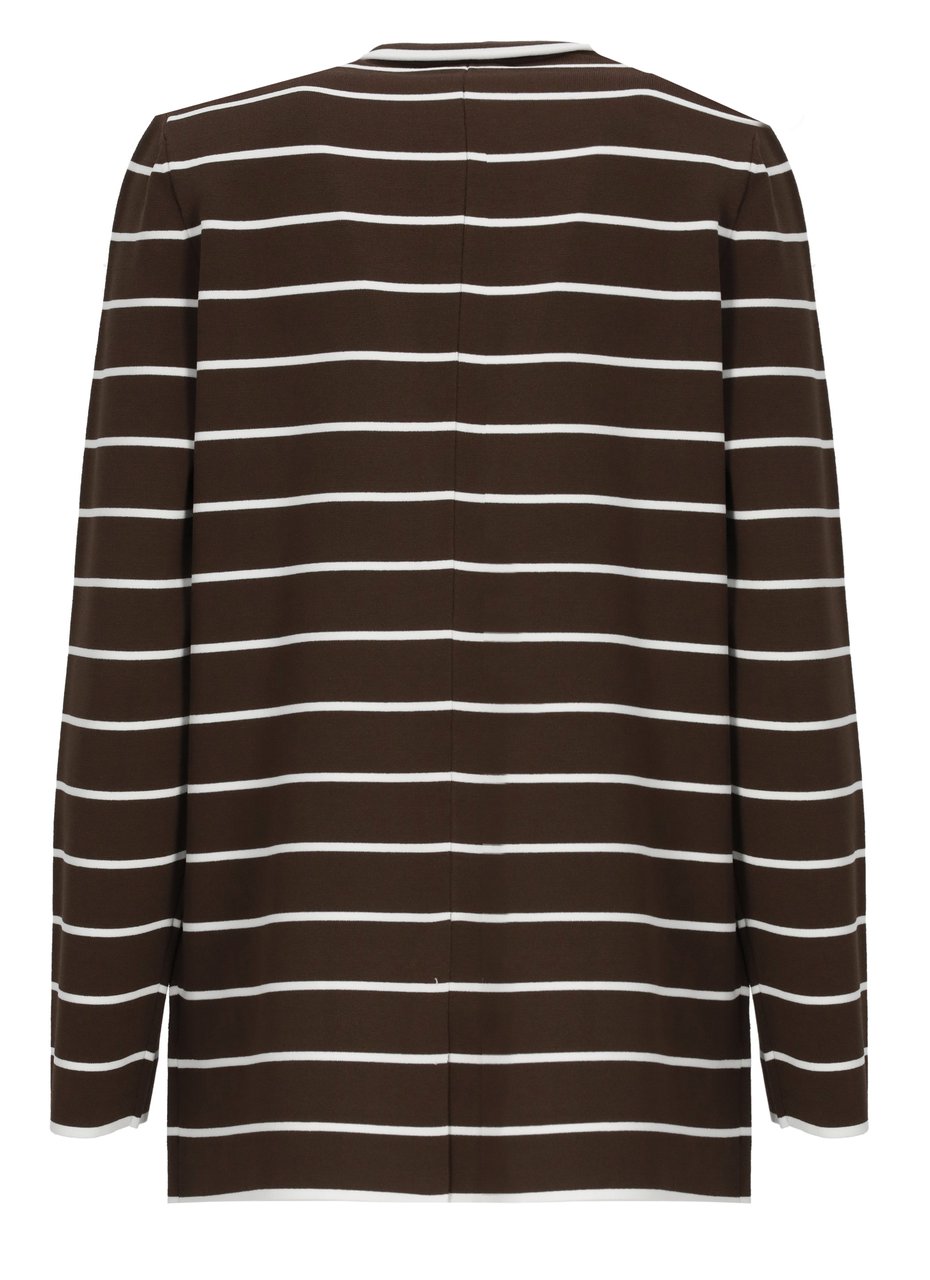 Kangra Brown Viscose Striped Pinstripe Blazer Zwart