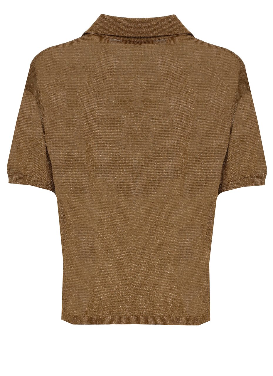 Kangra Bronze Lurex Viscose Polo Shirt Bruin