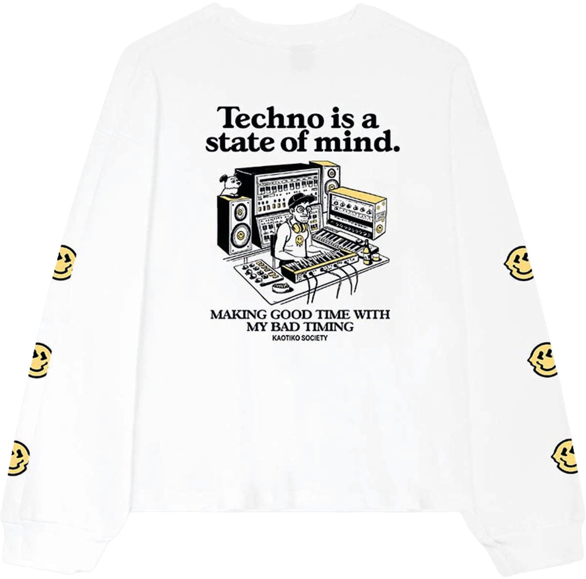 Kaotiko Kaotiko Techno Is A State Of Mind T-shirt Wit Blauw