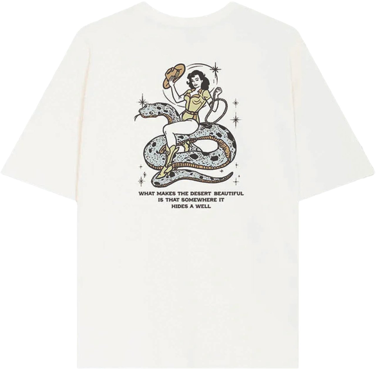 Kaotiko Kaotiko Cowgirl Snake T-shirt Wit Blauw